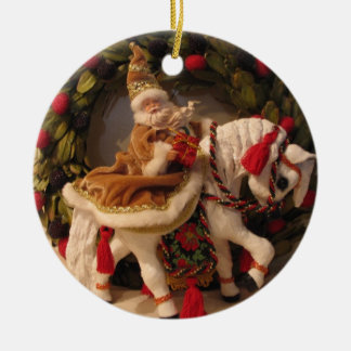 Santa ponny julgransprydnad keramik