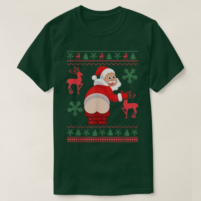 Santa Pooping Down Chimney Ugly Xmas Sweater Chris T Shirt (Design framsida)