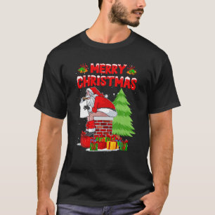 Santa Pooping Down Den Skorsten ugga julpaja T Shirt