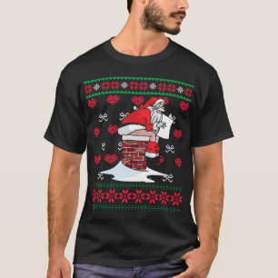 Santa Pooping Down Skorsten Ugly Julafton Sweater T Shirt