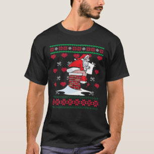 Santa Pooping Down Skorsten Ugly Julafton Sweater T Shirt