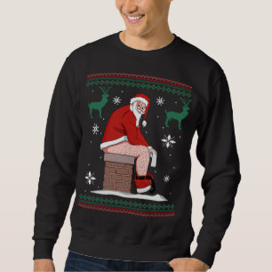 Santa Pooping Down the Skorsten ugly Sweater Krist Lång Ärmad Tröja