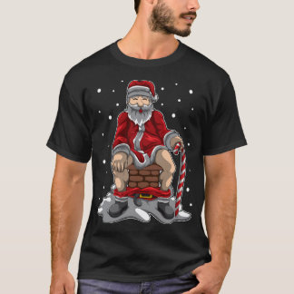 Santa Poops in Skorsten - julklapp T Shirt