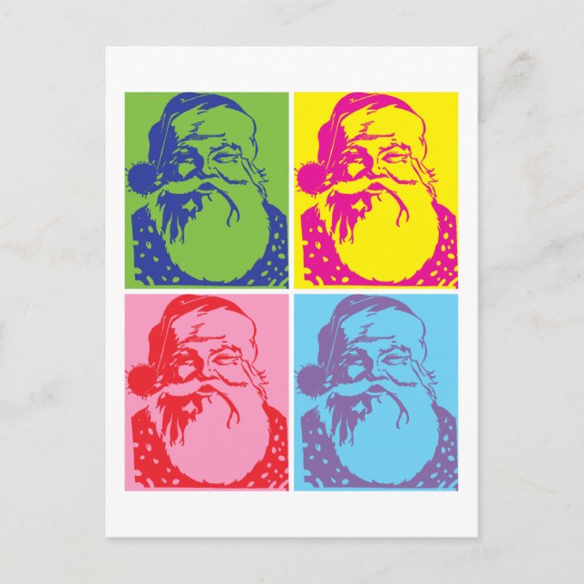 Santa Pop art God jul Helg Vykort (Framsida)