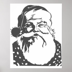 Santa Pop art God jul light grått Poster