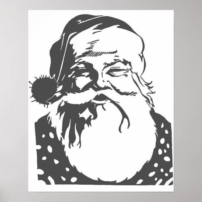 Santa Pop art God jul light grått Poster (Framsidan)