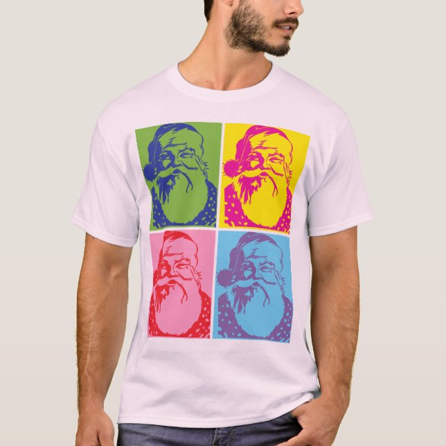 Santa Pop art God jul Poster T Shirt (Framsida)