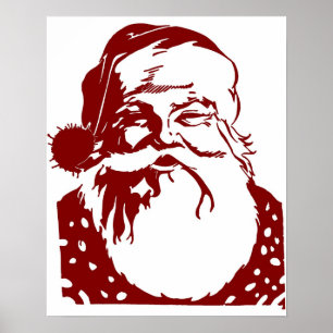 Santa Pop art God jul red Poster
