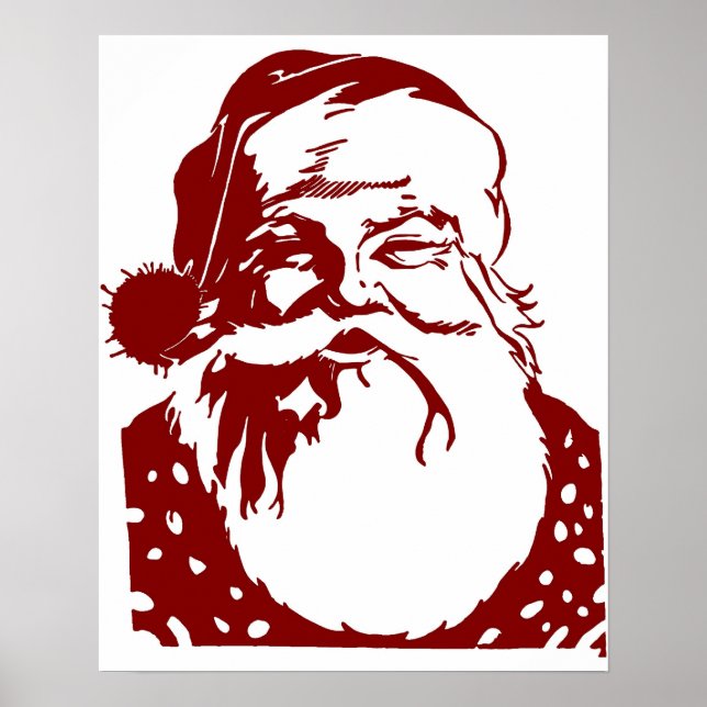 Santa Pop art God jul red Poster (Framsidan)