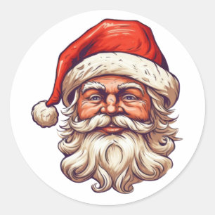 Santa porträtt teckning. runt klistermärke
