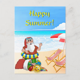 Santa Postcard Julafton Summer Beach Vykort