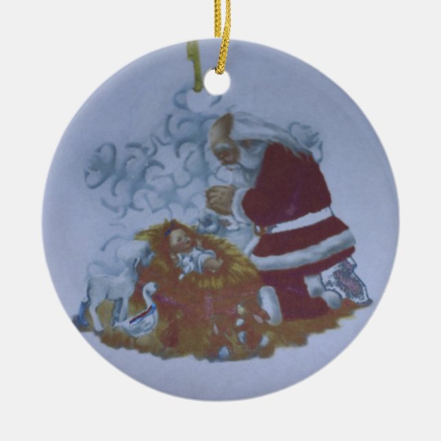 Santa Pray over Baby Jesus Ornament (Framsidan)
