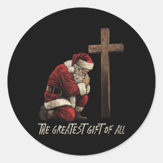 Santa Praying Faithful Jesus Born Jul Tank T Runt Klistermärke