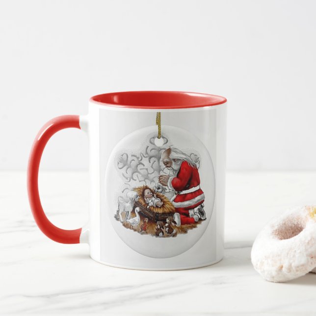 Santa Praying med Baby Jesus Mugg (Med munk)