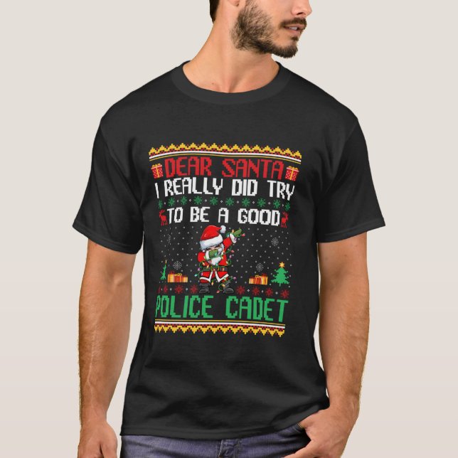 Santa Prova att vara en Bra poliskadett Funny Chri T Shirt (Framsida)