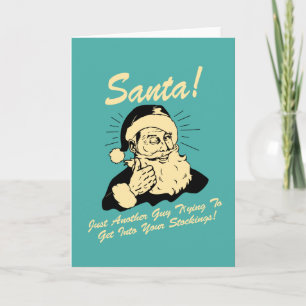 Santa! Pröva grabb att få i dina strumpor Helgkort