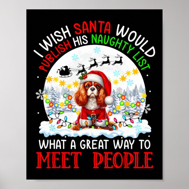 Santa Publish Naughty List Cavalier Kung Charles S Poster (Framsidan)
