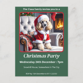 Santa Pudel jul Inbjudan Vykort
