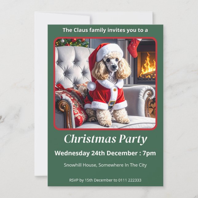 Santa Pudel jul Inbjudningar (Framsida)