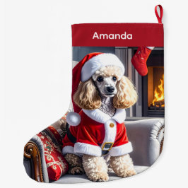 Santa Pudel jul Stor Julstrumpa