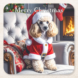 Santa Pudel jul Underlägg Papper Kvadrat