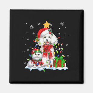 Santa Pudel med Elf Cat jul, ägare av Ljus K Magnet