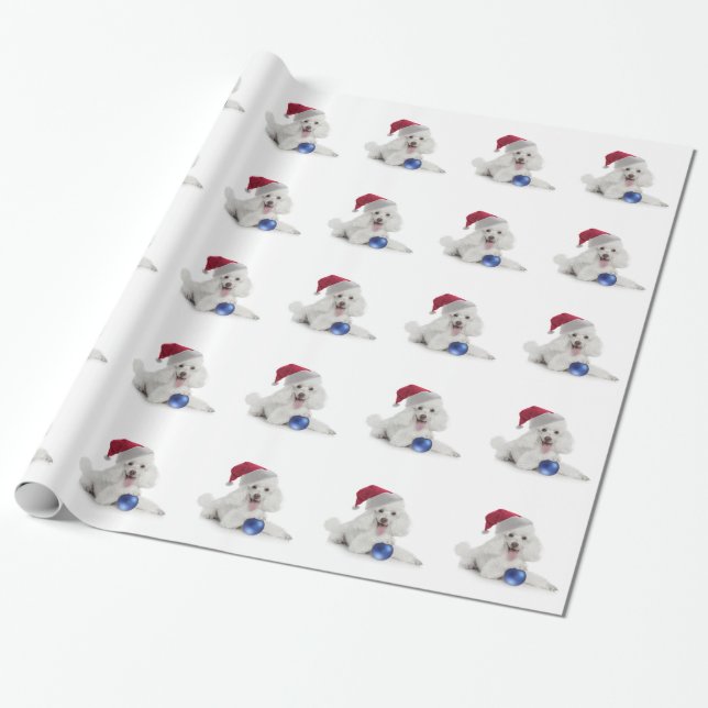 Santa pudel som slår in papper presentpapper (Utrullad)