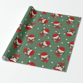 Santa Pug Christmas Pattern Presentpapper