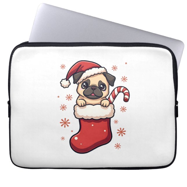 Santa Pug Delight Laptop Fodral (Framsidan)