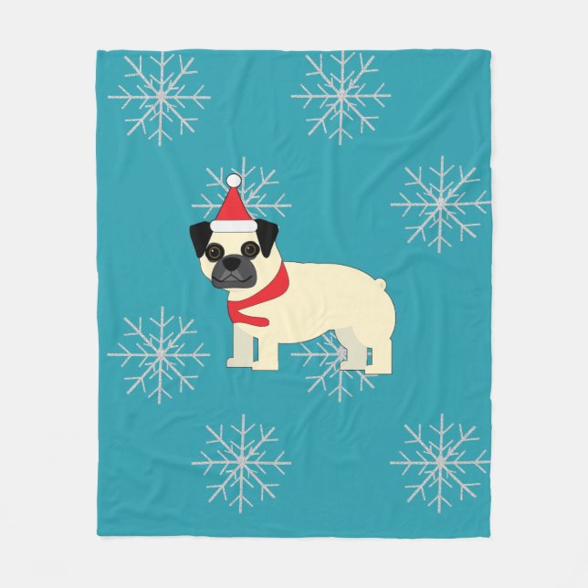 Santa Pug Fleecefilt (Framsidan)