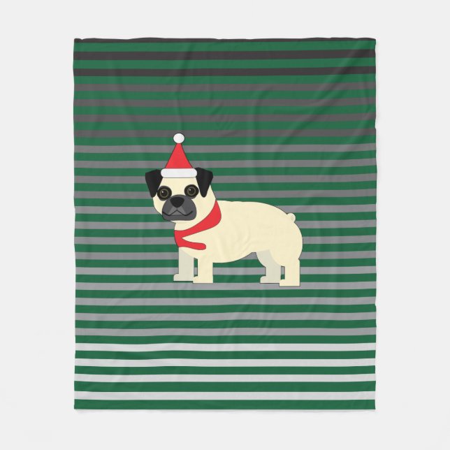 Santa Pug Fleecefilt (Framsidan)