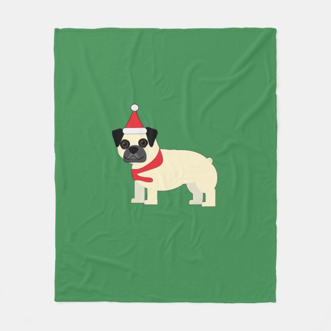 Santa Pug Fleecefilt (Framsidan)