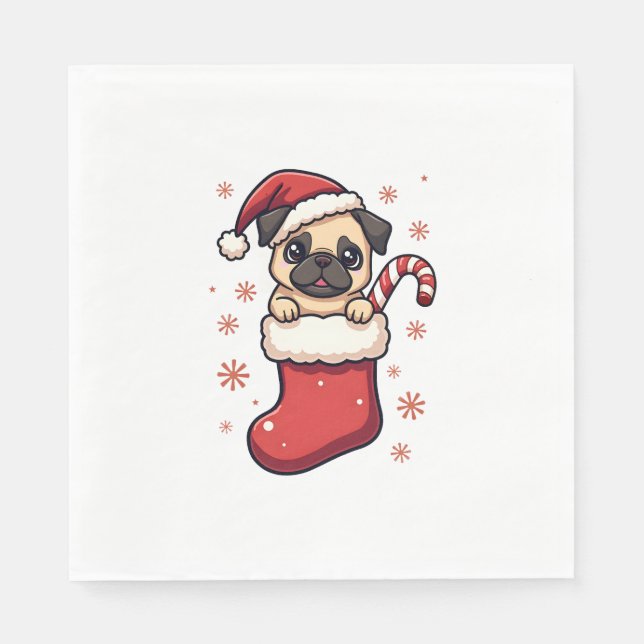 Santa Pug Förtjusning Pappersservett (Framsidan)
