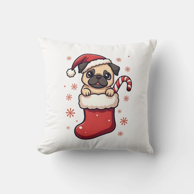 Santa Pug Glädje Kudde (Framsida)