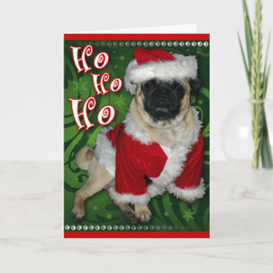 Santa Pug-hälsningskort Helgkort