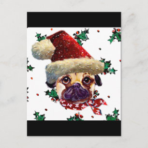 Santa Pug Helg Vykort
