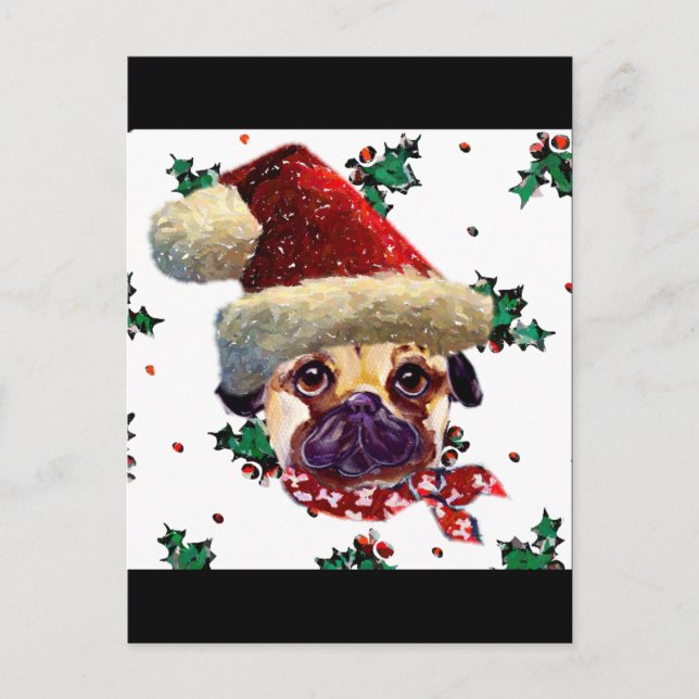 Santa Pug Helg Vykort (Framsida)