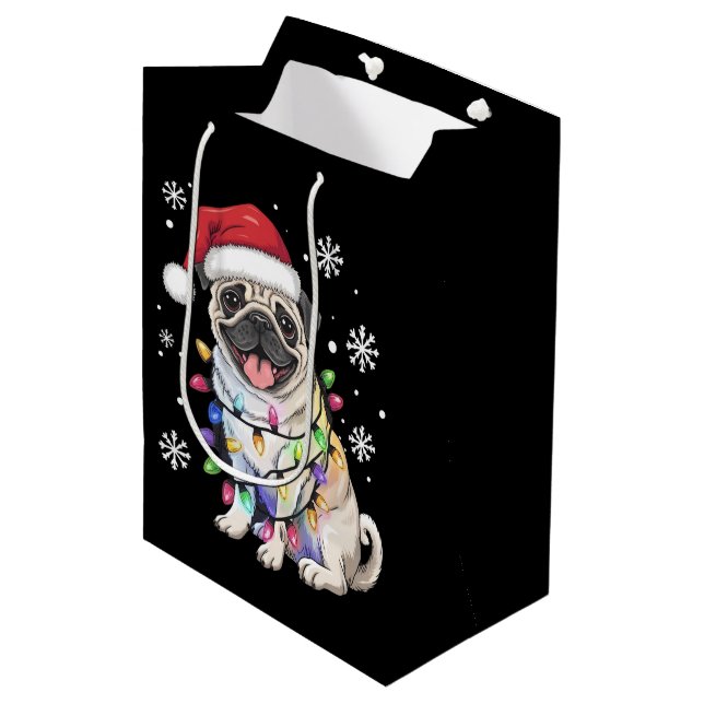 Santa Pug jul Ljus Julafton Hund älskare (Framsidan Vinklad)