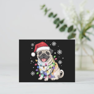 Santa Pug jul Ljus Julafton Hund älskare Helg Vykort