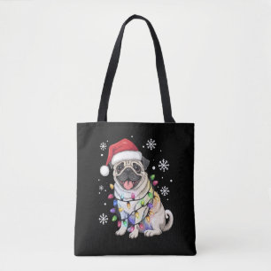 Santa Pug julbelysning Xmas hundälskare  Tygkasse