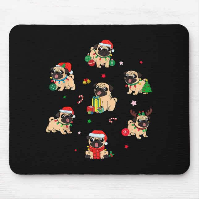 Santa Pug Light Gorgeous Reindeer Pajama Christmas Musmatta (Framsidan)