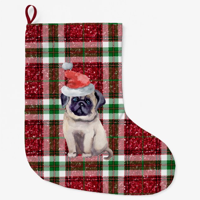 Santa Pug Play-jul Stor Julstrumpa (Framsidan)