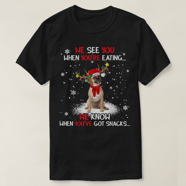 Santa Puggle Reindeer Light jul Pajama T Shirt (Design framsida)