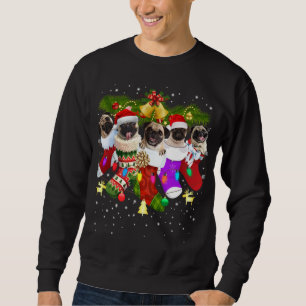 Santa Pugs in jul Socks Funny Julafton Hund älskar Lång Ärmad Tröja