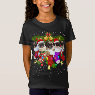 Santa Pugs in jul Socks Funny Julafton Hund älskar T Shirt