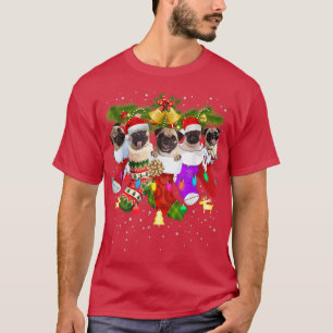 Santa Pugs in jul Socks Funny Julafton Hund älskar T Shirt