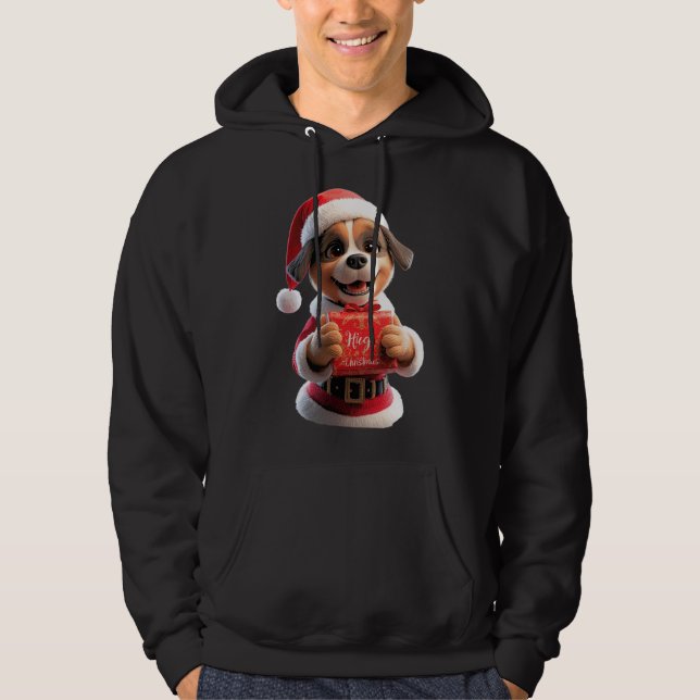 Santa Pup Says: Hug Christmas! 🎅🐾 Hoodie (Framsida)