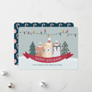 Santa Puppies Hundar Pet Business jul Julkort