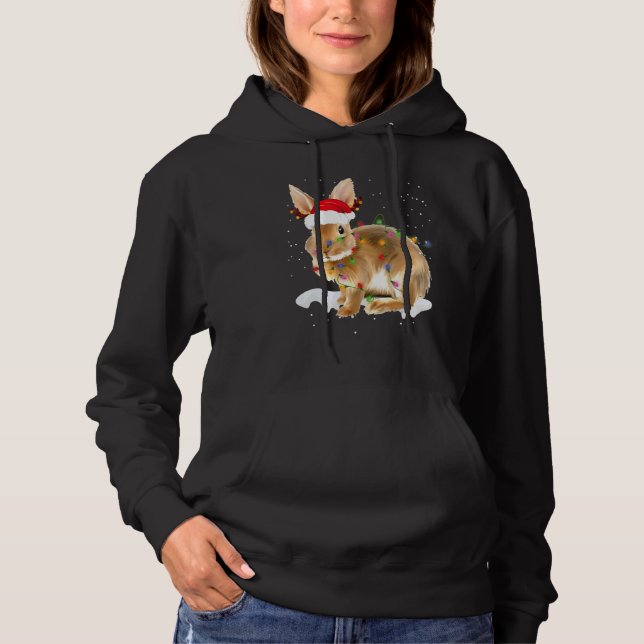 Santa Rabbit Christmas Lights  Christmas T Shirt (Framsida)