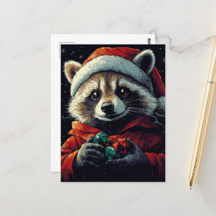 Santa Raccoon Vykort